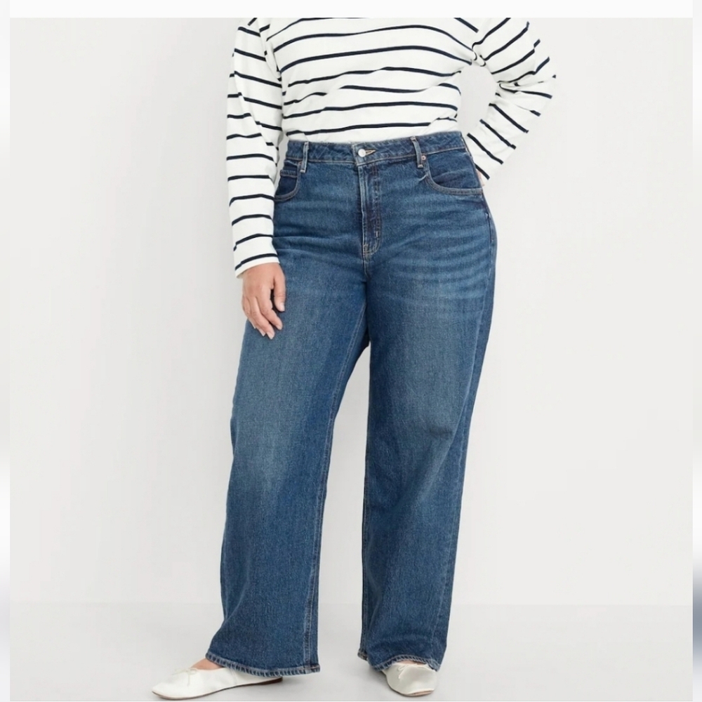 Women's Old Navy Extra High Rise Sky Hi Wide Leg Denim Jeans 16